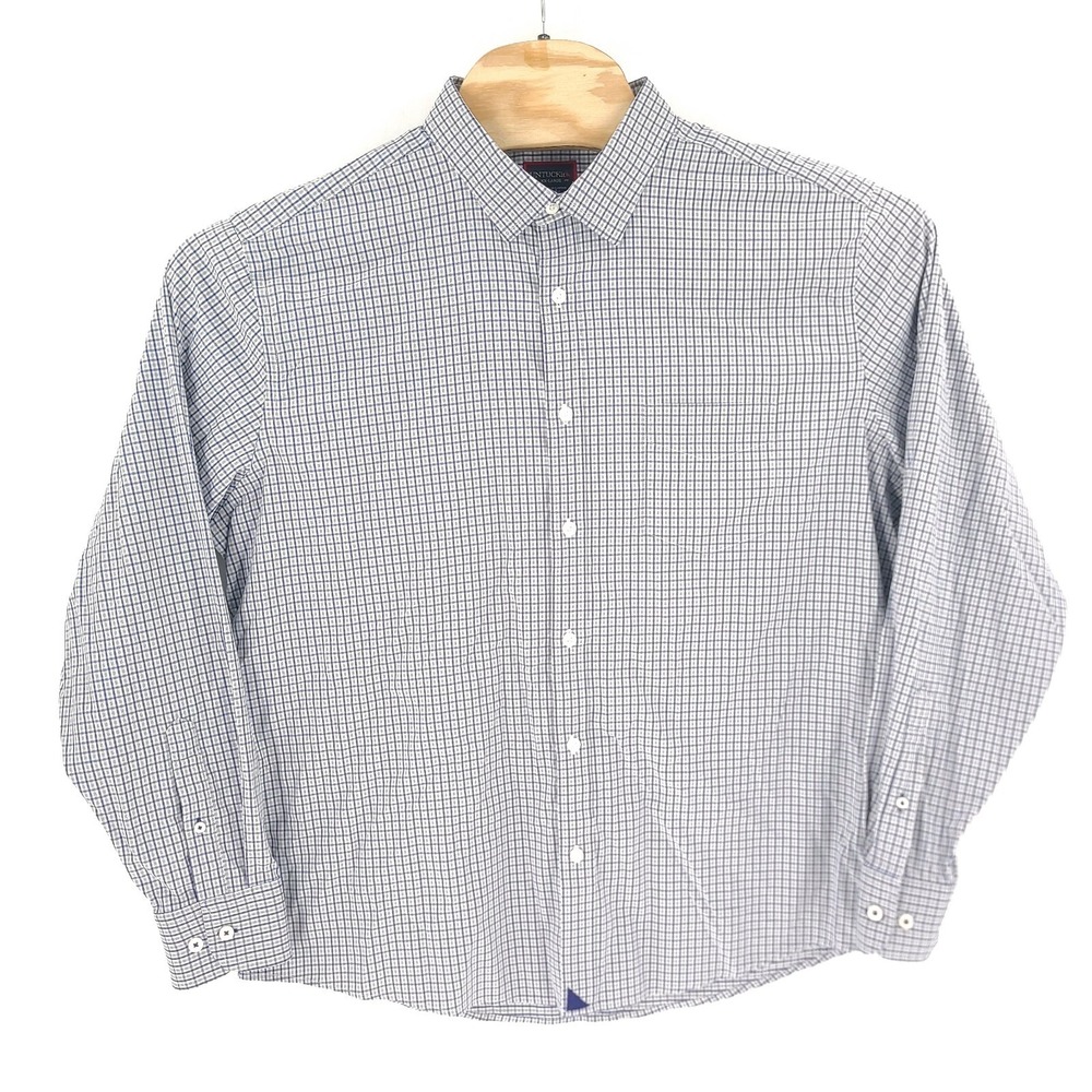 Untuckit Shirt Mens 2XL XXL Blue Plaid Stretch Long Sleeve Button Up